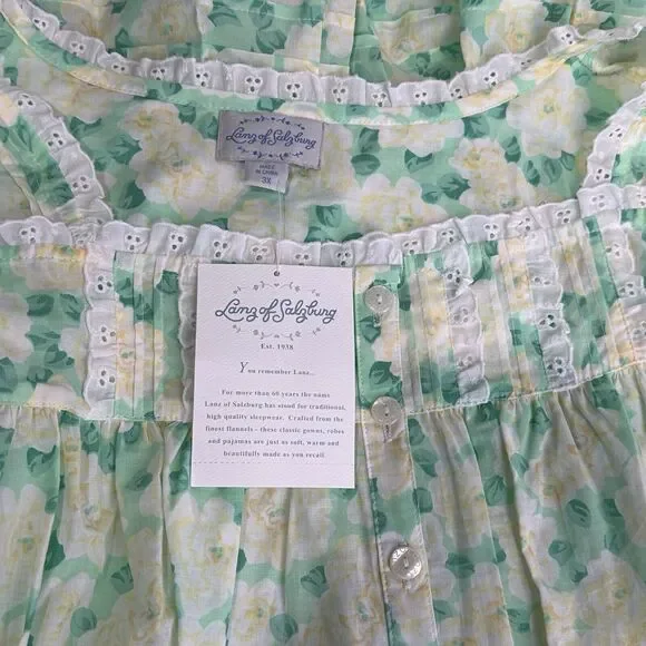 lanz of salzburg floral short Cap sleeve pockets long nightgown Plus Size 3X - Picture 6 of 11